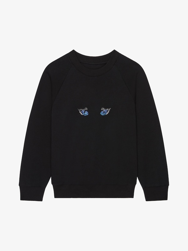 Givenchy Slim Fit Sweatshirt In Fleece With Cat Eye Embroidery
