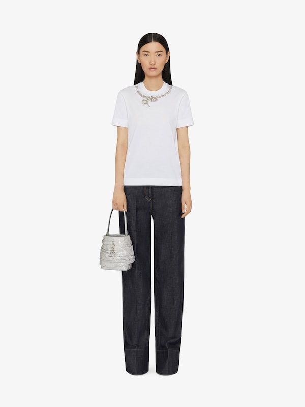 Givenchy Slim fit t-shirt in cotton with crystals snake