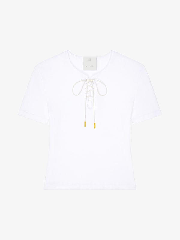 Givenchy Slim Fit T-shirt In Cotton With Laces And 4G Detail