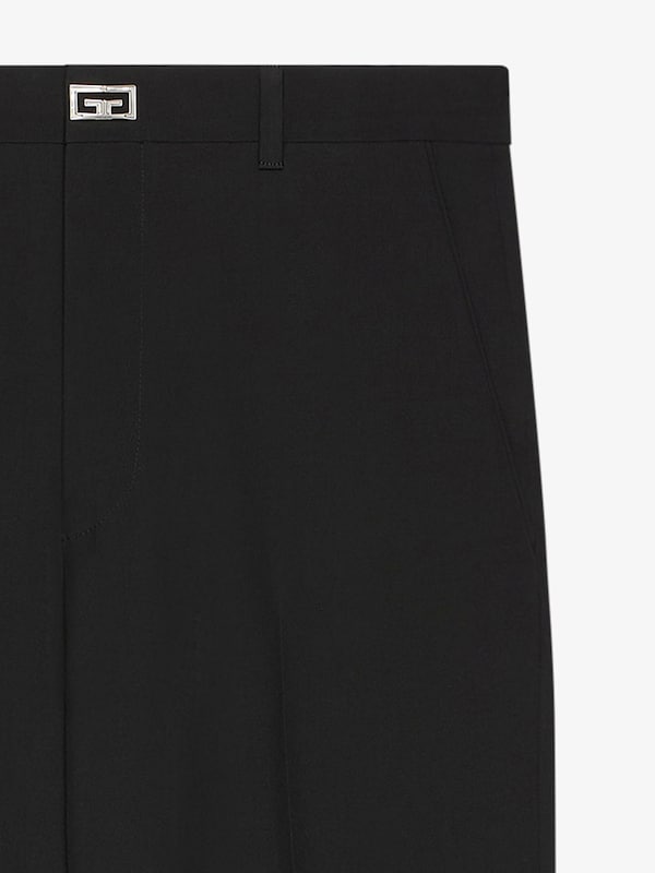 Givenchy Slim Fit Tailored Pants In Wool With 2G Clip