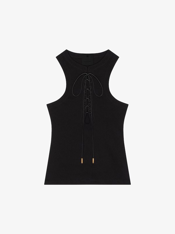 Givenchy Slim Fit Tank Top In Cotton With Laces And 4G Detail