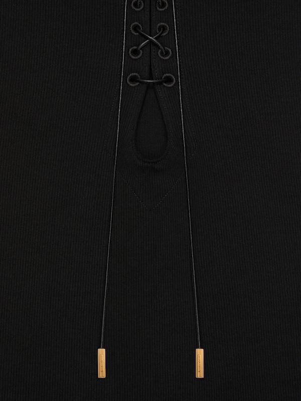 Givenchy Slim Fit Tank Top In Cotton With Laces And 4G Detail