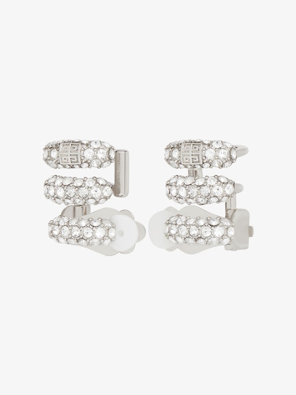 Givenchy Stitch Clip Earrings In Metal With Crystals