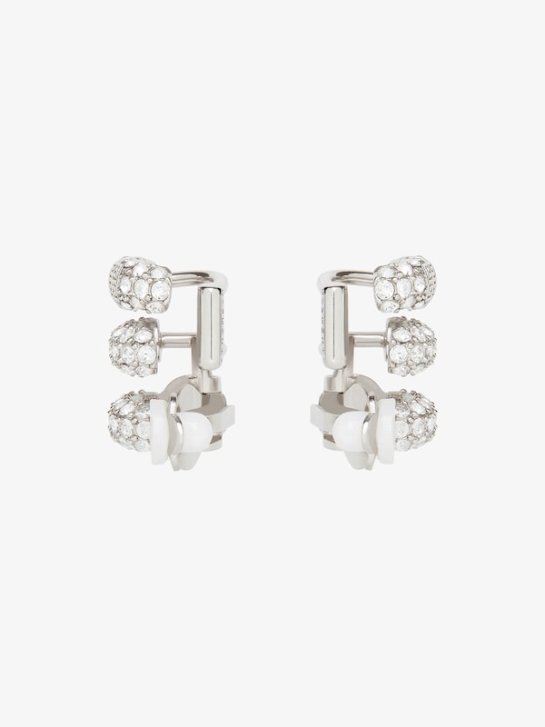 Givenchy Stitch Clip Earrings In Metal With Crystals