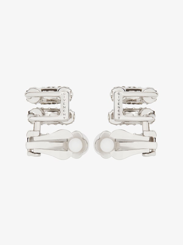 Givenchy Stitch Clip Earrings In Metal With Crystals