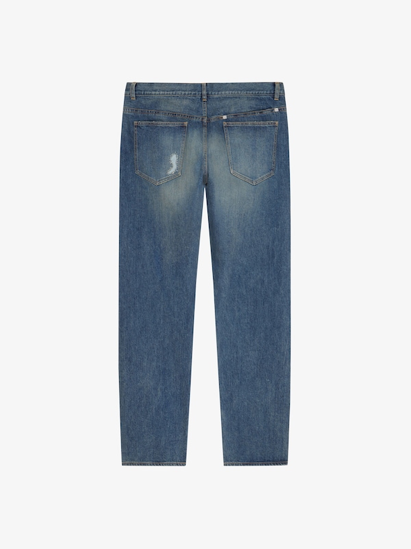 Givenchy Straight Fit Jeans In Vintage Destroyed Denim