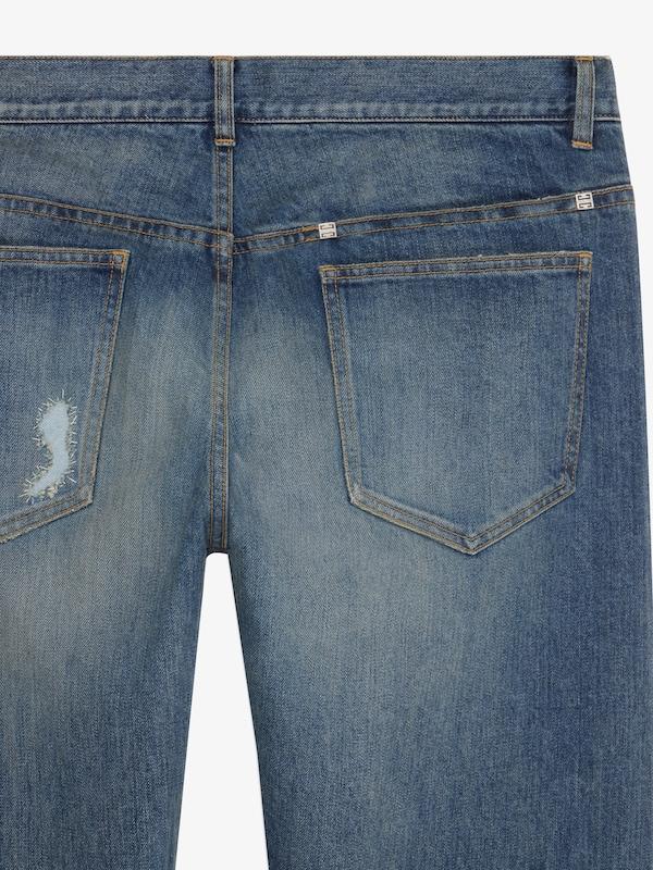 Givenchy Straight Fit Jeans In Vintage Destroyed Denim