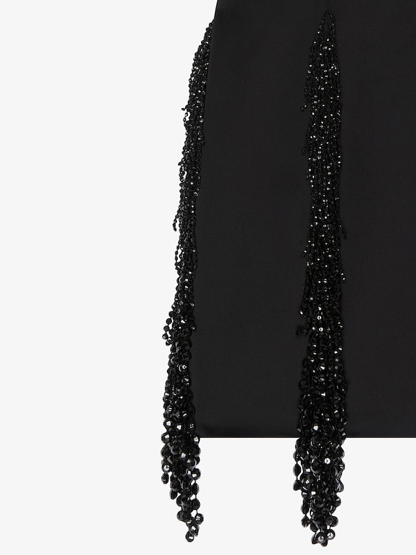 Givenchy Strapless Dress In Crepe Satin With Crystal Fringes