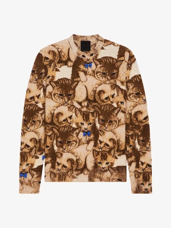 Givenchy Sweater In Cat Jacquard With Crystals Details