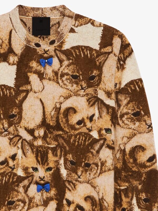 Givenchy Sweater In Cat Jacquard With Crystals Details