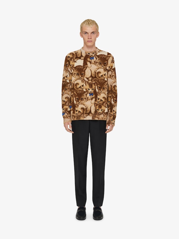 Givenchy Sweater in cat jacquard with crystals details
