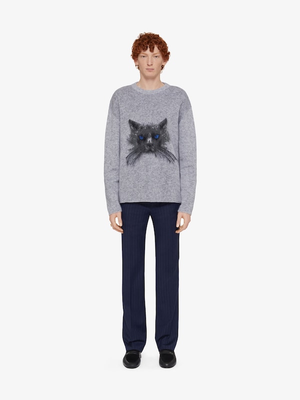 Givenchy Sweater in wool and mohair with cat jacquard