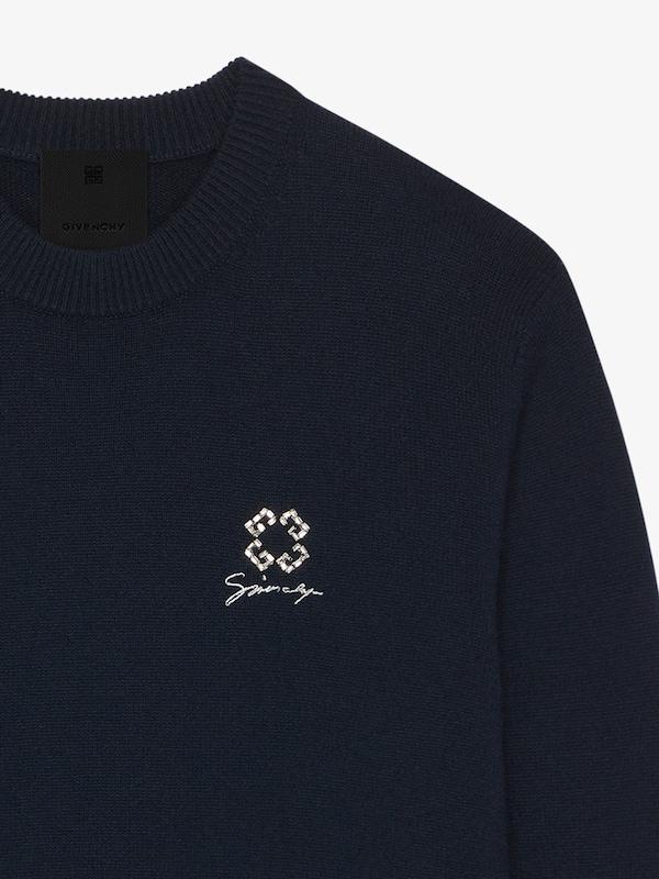 Givenchy Sweater In Wool Cashmere And Crystals With 4G Detail