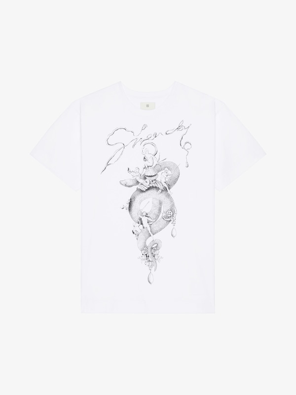 Givenchy T-shirt In Cotton With Chandelier And Snake Print