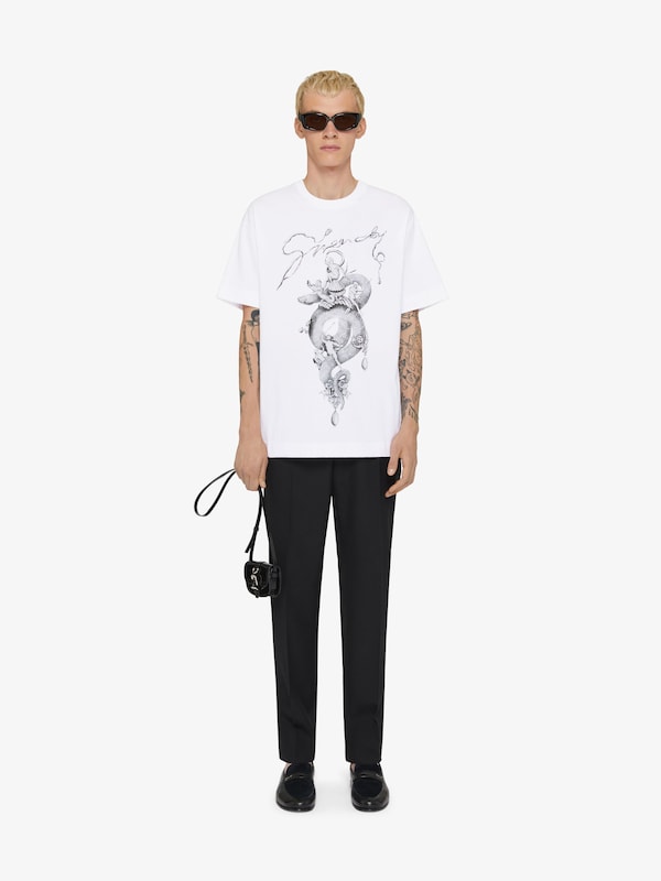 Givenchy T-shirt in cotton with chandelier and snake print