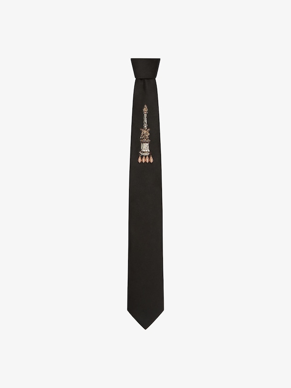 Givenchy Tie in silk with chandelier bead embroidery