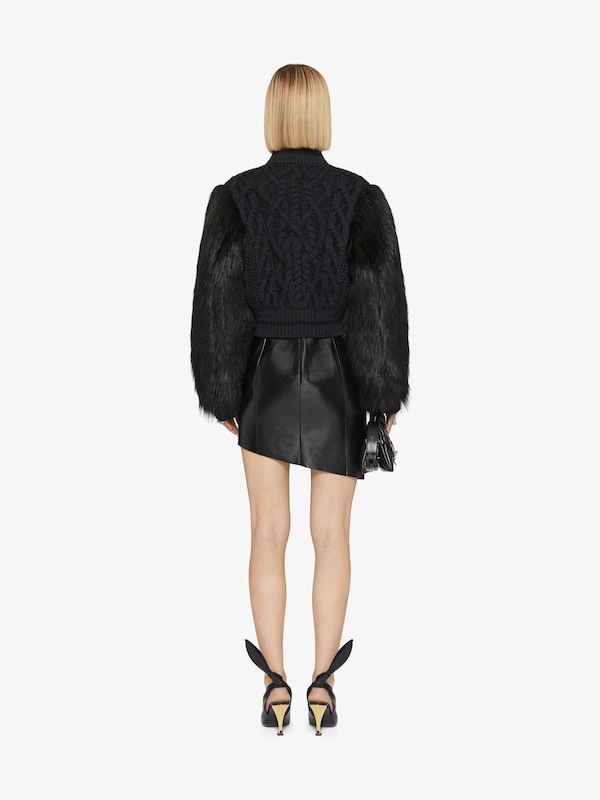 Givenchy Varsity Jacket In Cable Knit Wool And Faux Fur