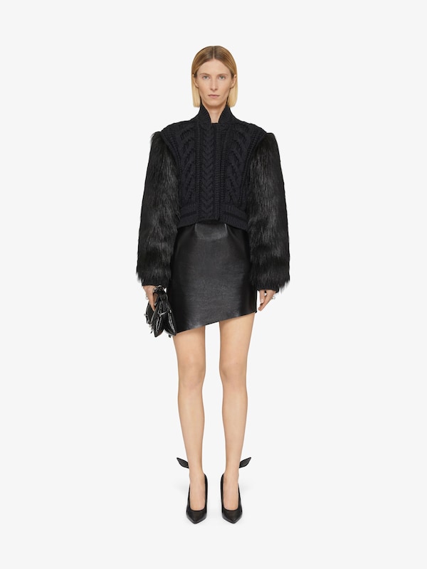 Givenchy Varsity jacket in cable knit wool and faux fur