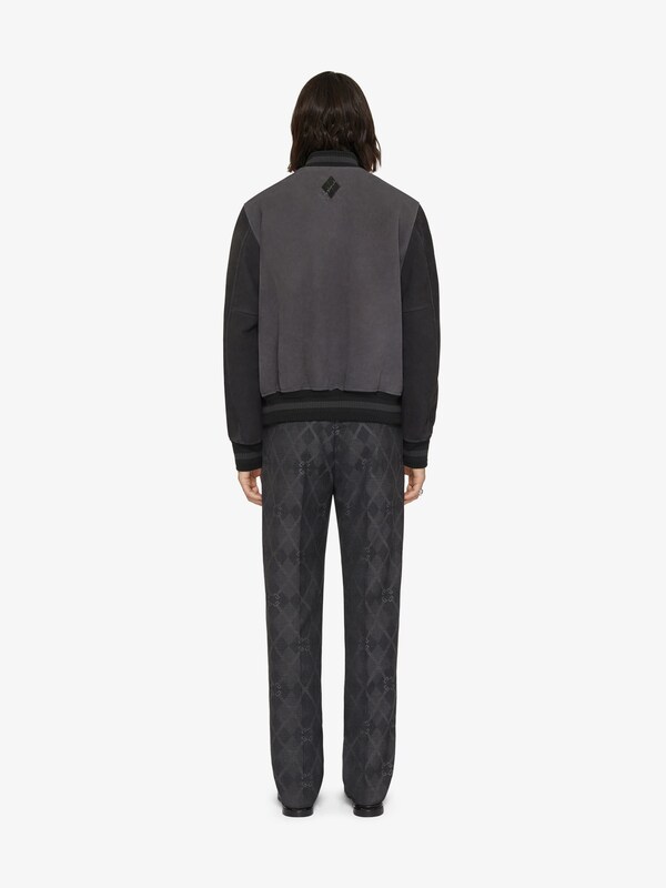 Givenchy Varsity Jacket In Grained Leather With Argyle Pattern