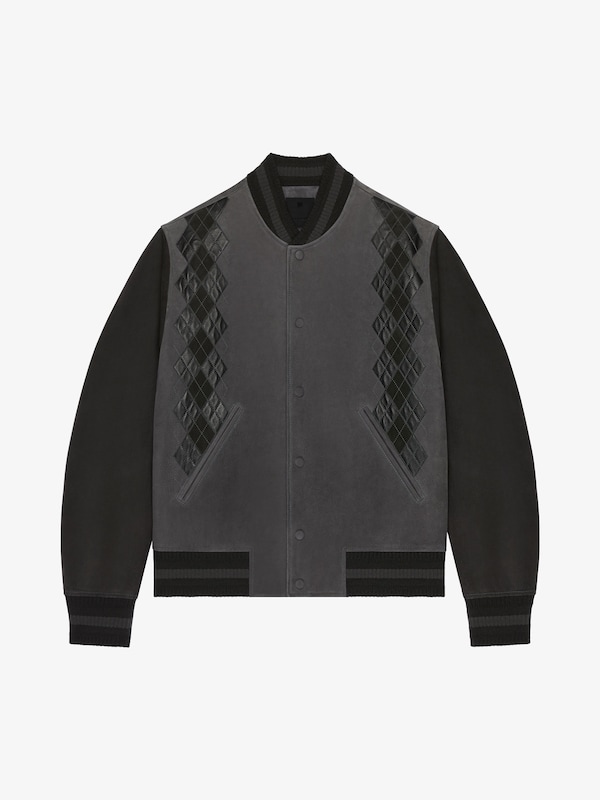 Givenchy Varsity Jacket In Grained Leather With Argyle Pattern