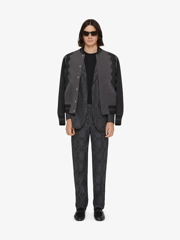 Givenchy Varsity Jacket In Grained Leather With Argyle Pattern