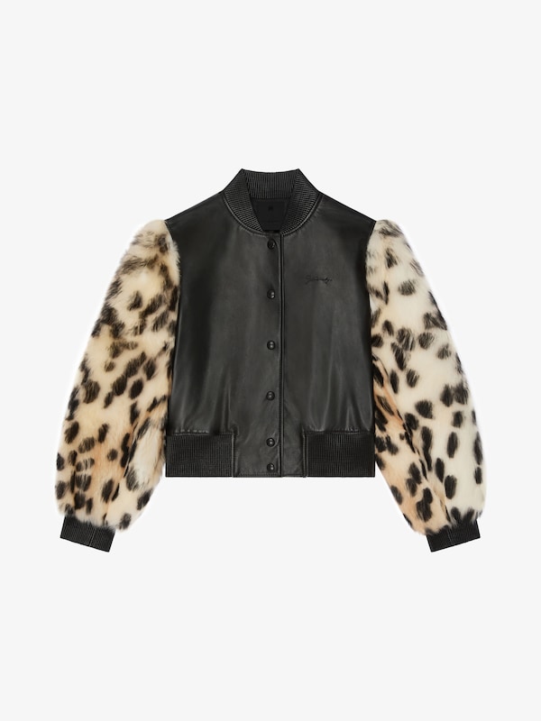 Givenchy Varsity jacket in leather and leopard print fur