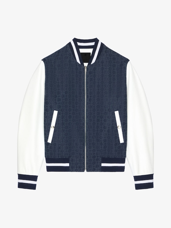 Givenchy Varsity Jacket In Monogram 72 Denim And Leather