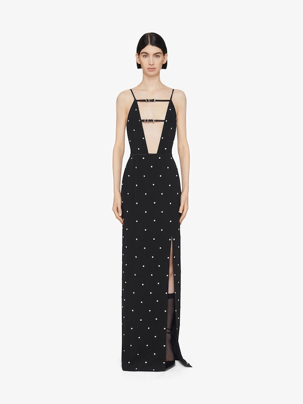 Givenchy Voyou evening dress in crepe and satin with crystals
