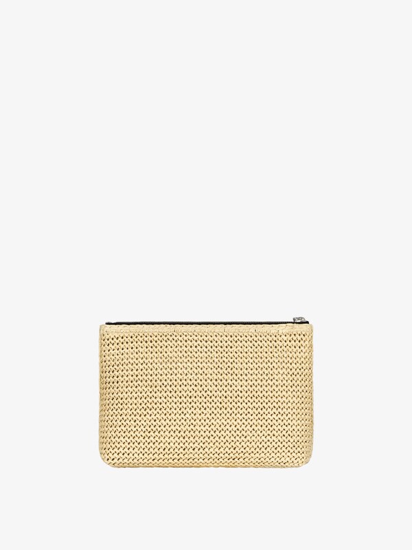 Givenchy Voyou Pouch In Raffia With Floral Embroidery