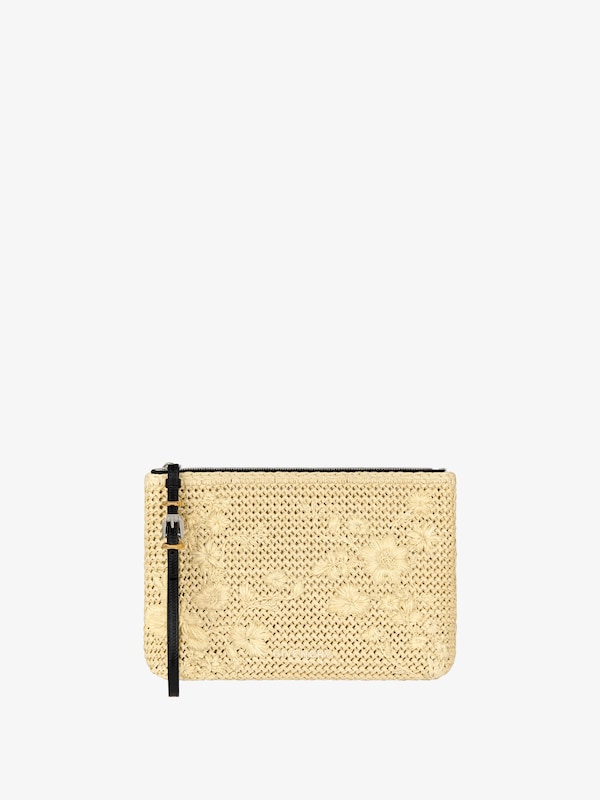 Givenchy Voyou pouch in raffia with floral embroidery