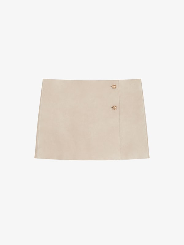 Givenchy Wrap Mini Skirt In Suede With 4G Liquid Detail
