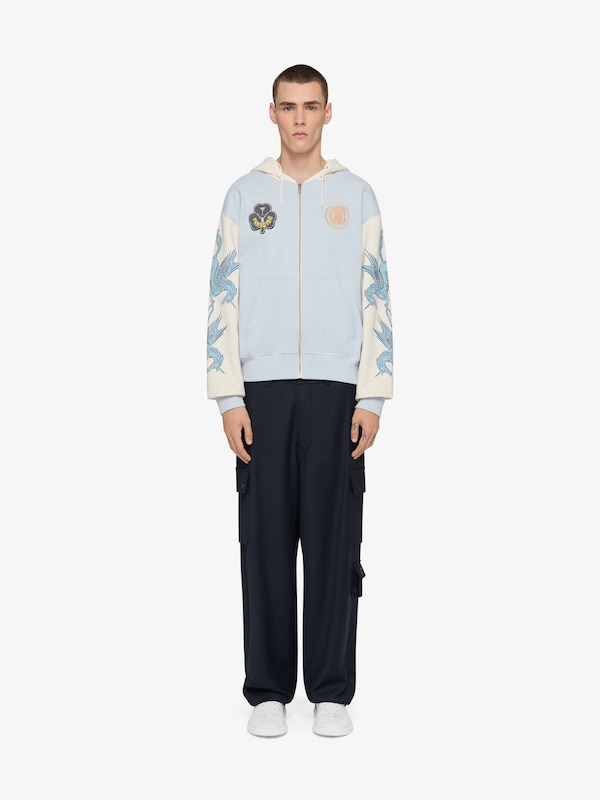 Givenchy Zipped hoodie in fleece with patches and unicorns