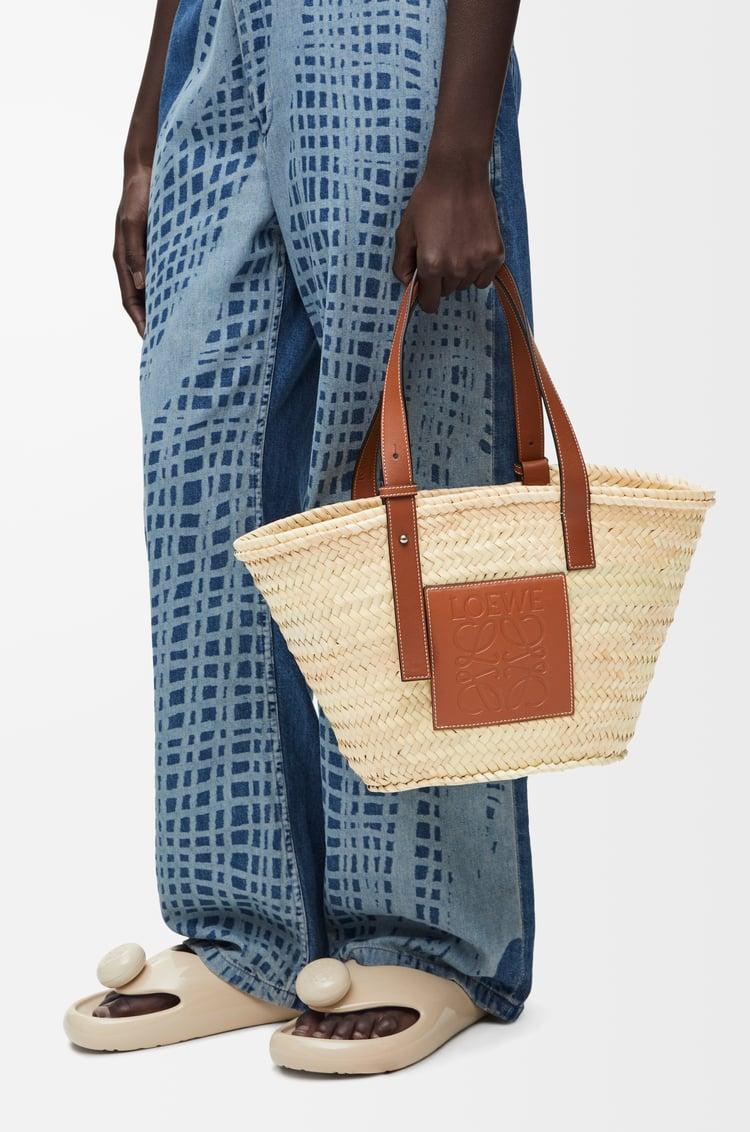 Loewe Basket Bag In Palm Leaf And Calfskin 1 Colours