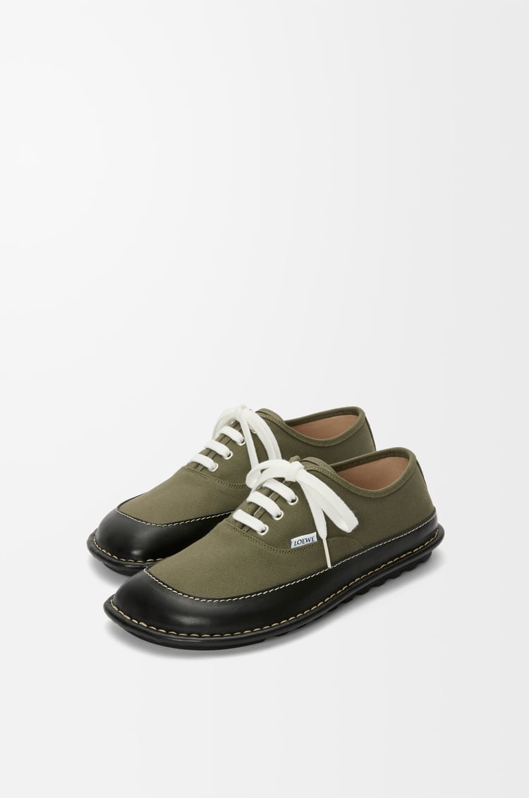 Loewe Bay Lace-up In Canvas And Vegetable-tanned Calfskin 2 Colours