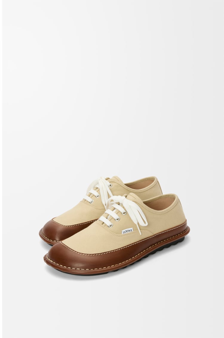 Loewe Bay Lace-up In Canvas And Vegetable-tanned Calfskin 2 Colours