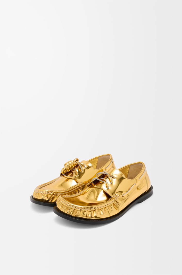 Loewe Campo Boat Shoe In Metallic Calfskin 1 Colours