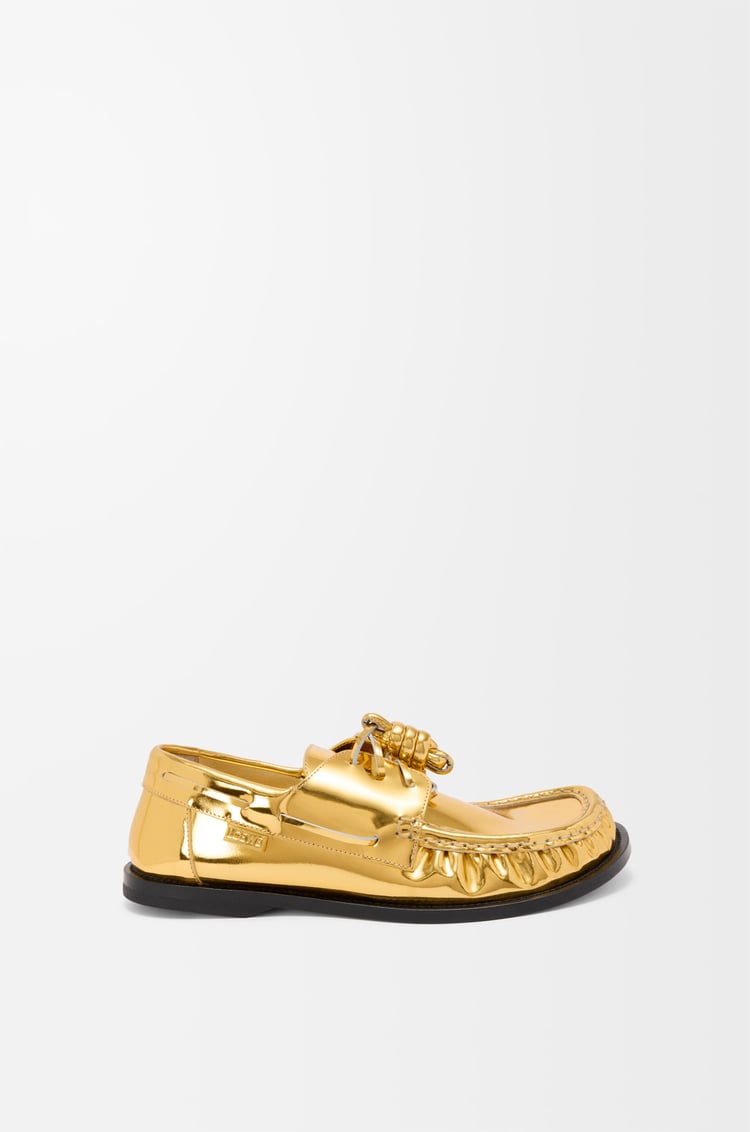 Loewe Campo Boat Shoe In Metallic Calfskin 1 Colours