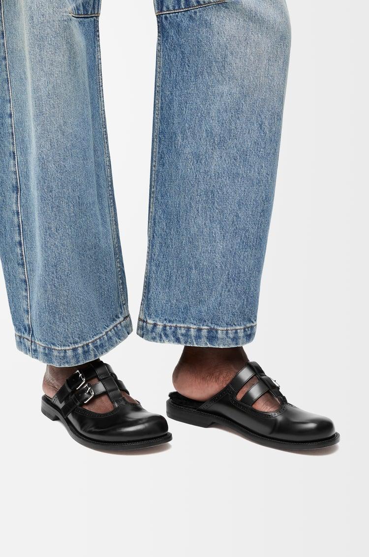 Loewe Campo Mary Jane Mule In Brushed Calfskin And Shearling 1 Colours