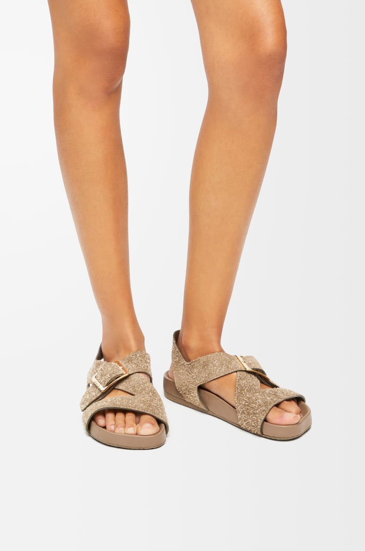 Loewe Ease Buckle Sandal In Brushed Suede 1 Colours
