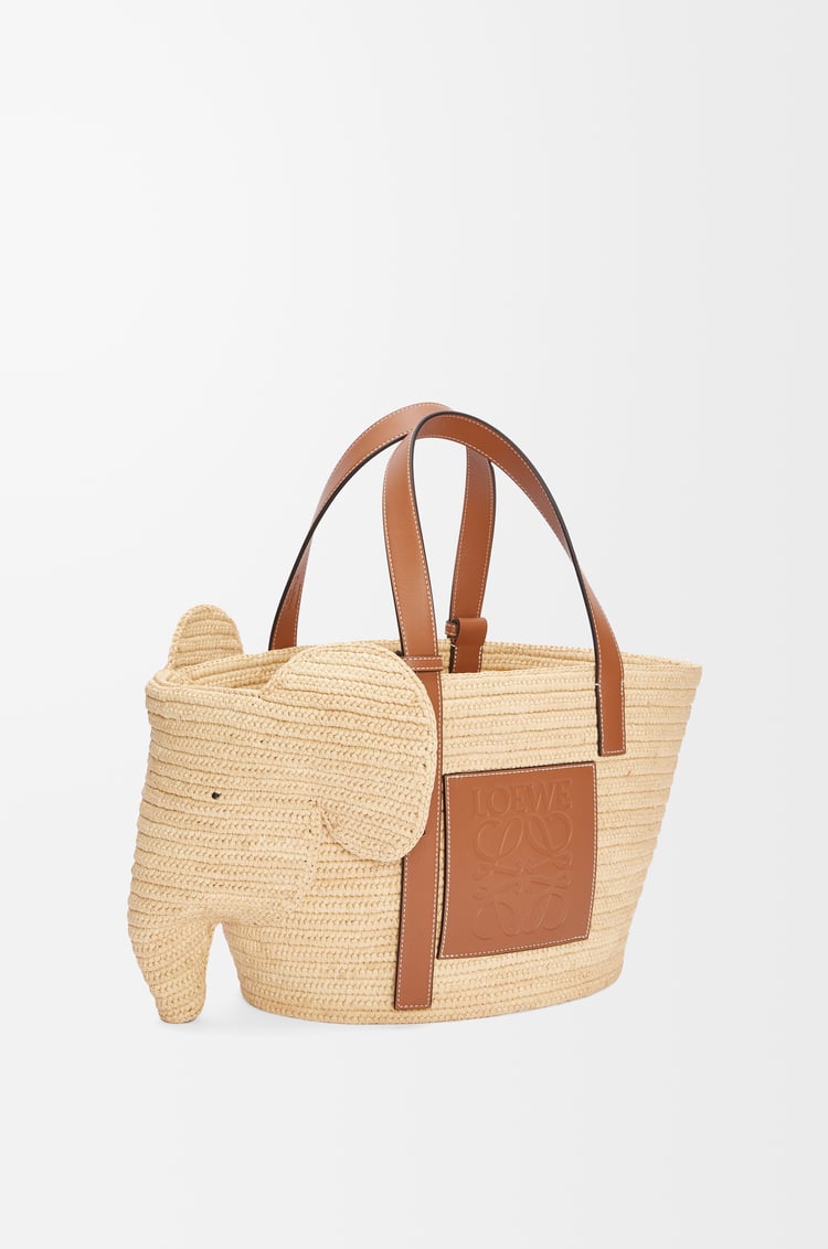 Loewe Elephant Basket In Raffia And Calfskin 1 Colours