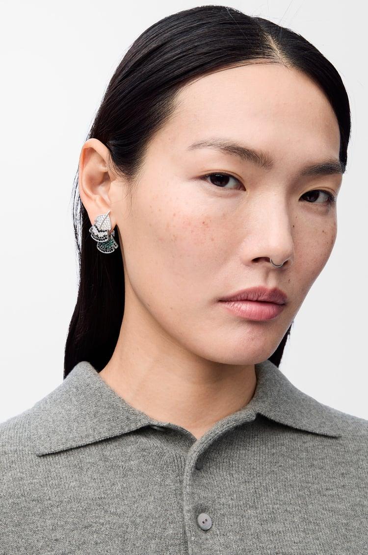 Loewe Feather Earrings In Sterling Silver And Crystals 1 Colours