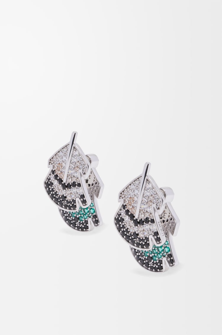 Loewe Feather earrings in sterling silver and crystals 1 Colours