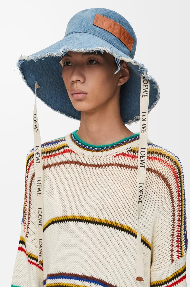 Loewe Frayed Fisherman Hat In Denim And Calfskin 1 Colours