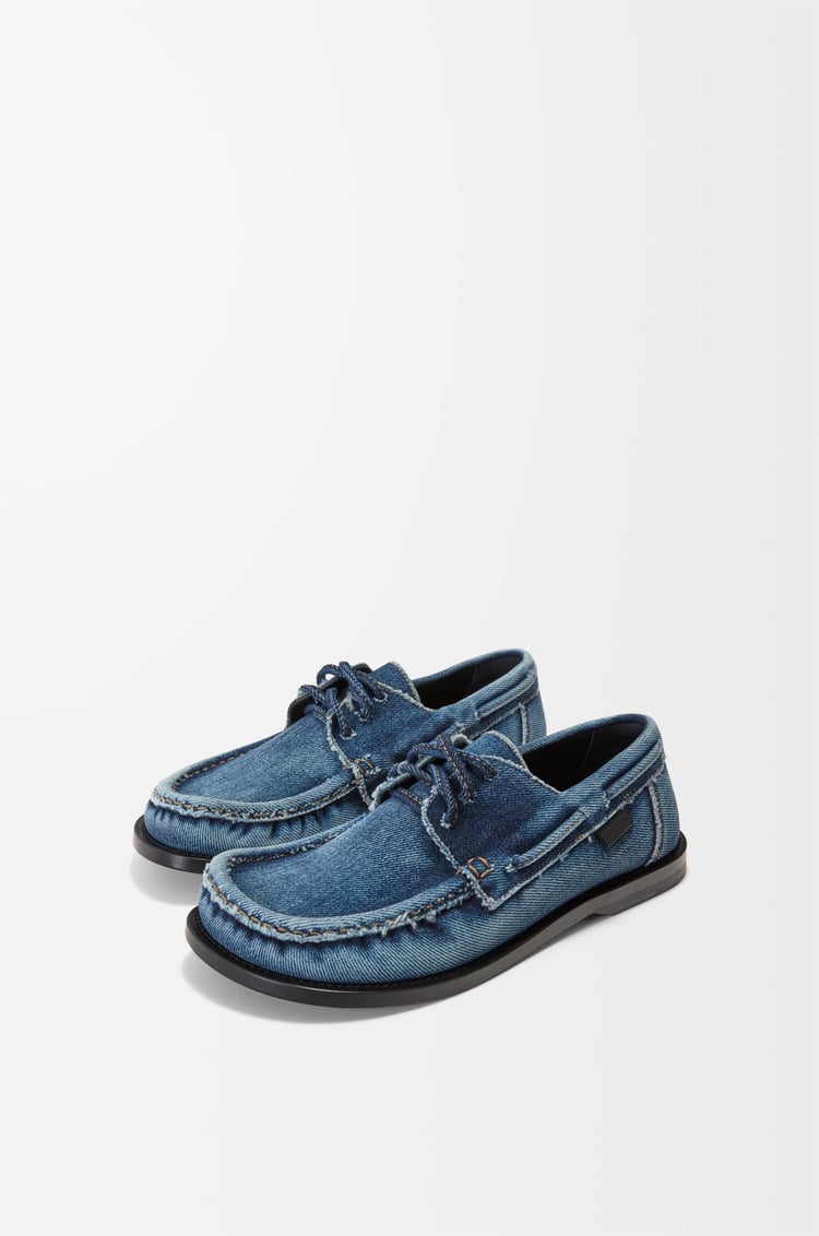 Loewe Campo Boat Shoe In Washed Denim 2 Colours