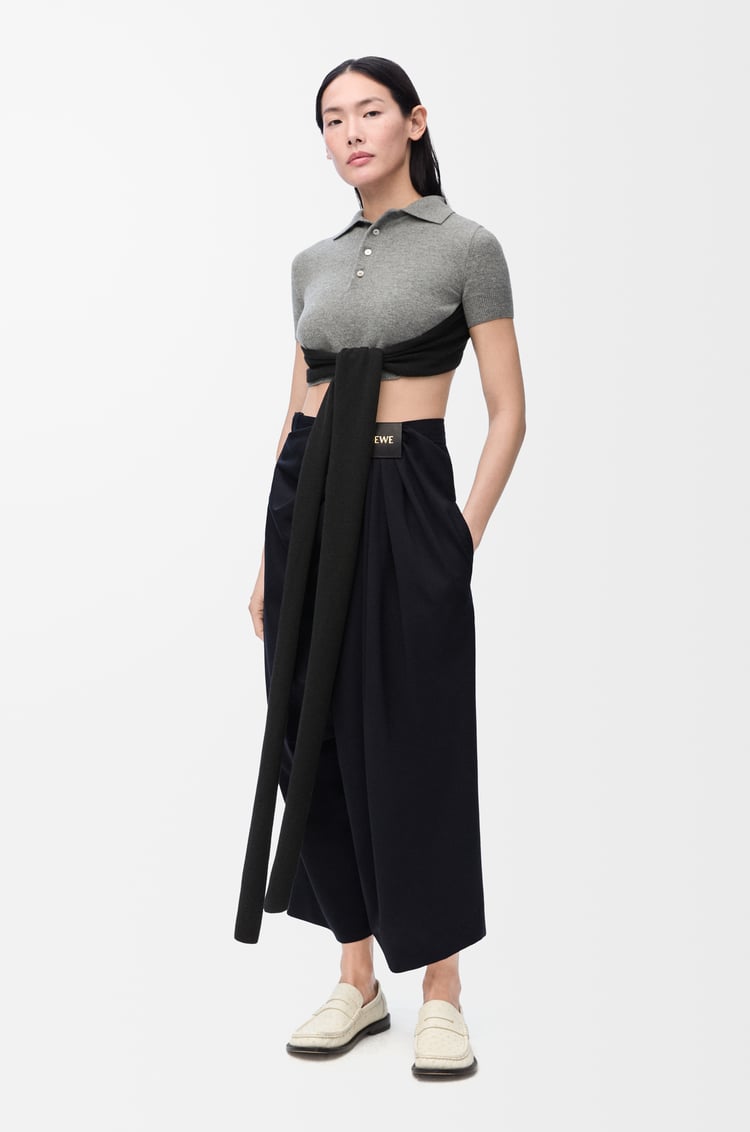 Loewe Cropped Draped Trousers In Wool 1 Colours
