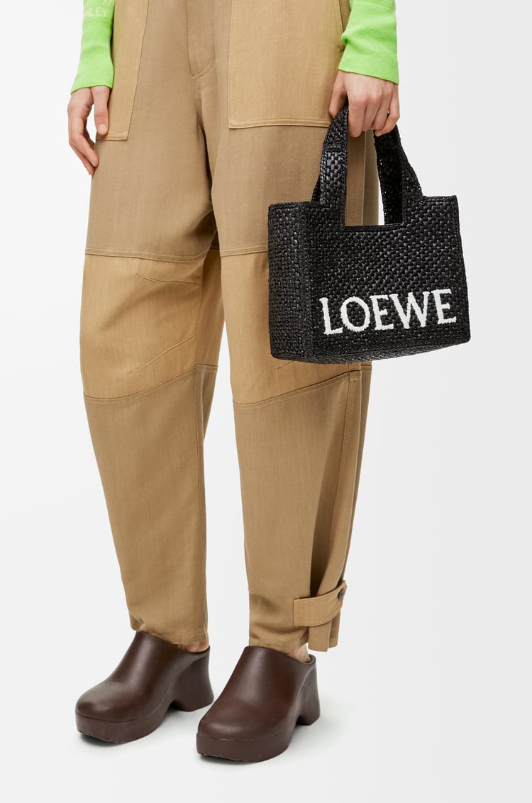 Loewe Small LOEWE Font Tote In Raffia 3 Colours