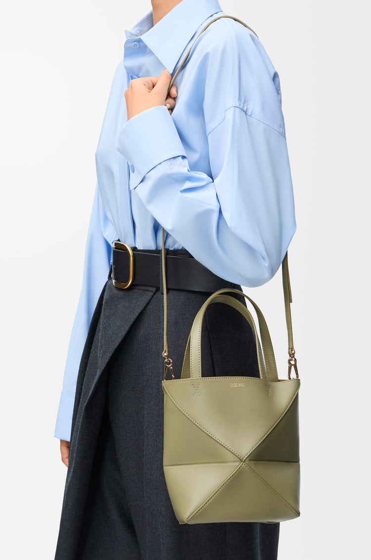 Loewe Mini Puzzle Fold Tote In Shiny Calfskin 8 Colours