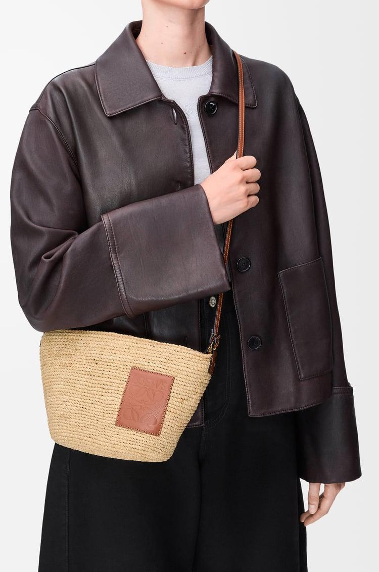 Loewe Slit Pochette Bag In Raffia And Calfskin 1 Colours