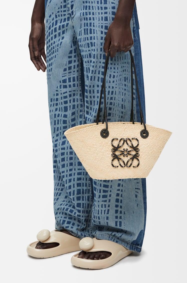 Loewe Small Anagram Basket Bag In Iraca Palm And Calfskin 2 Colours