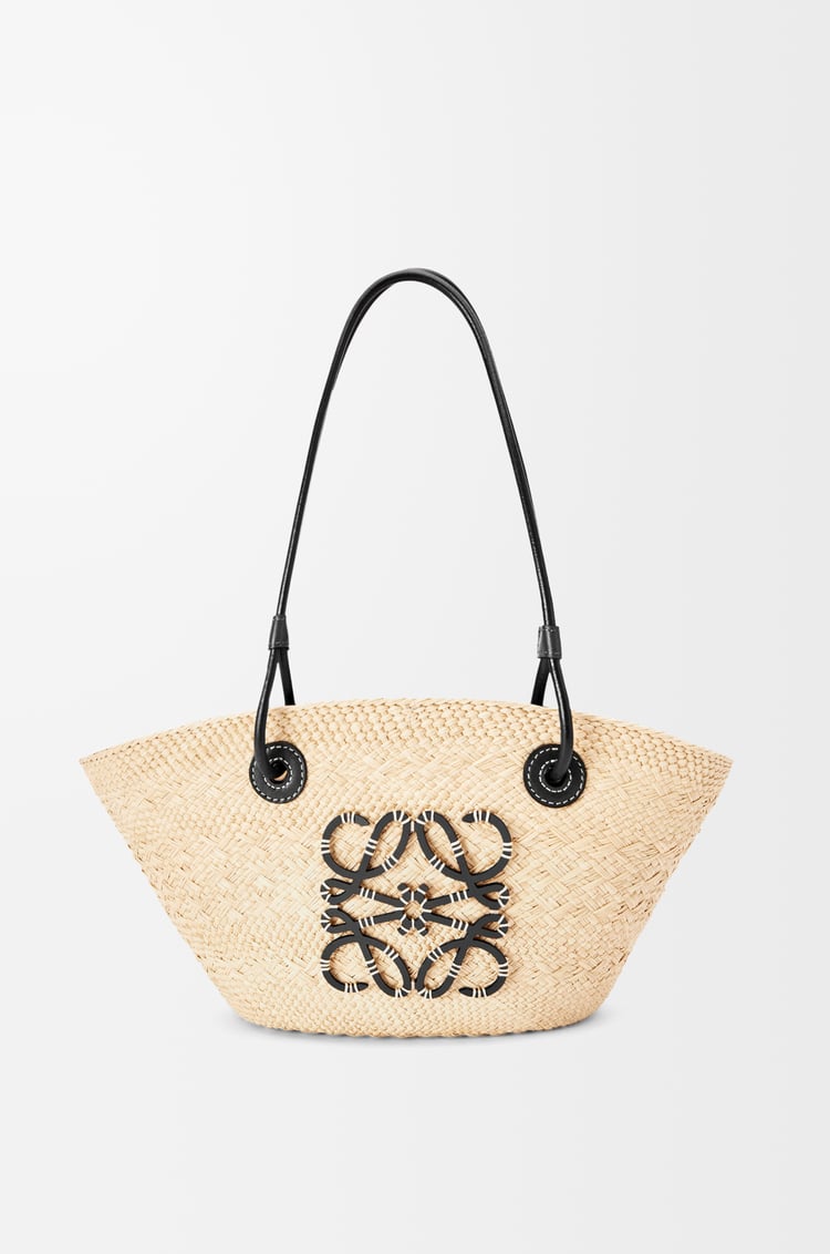 Loewe Small Anagram Basket bag in iraca palm and calfskin 2 Colours